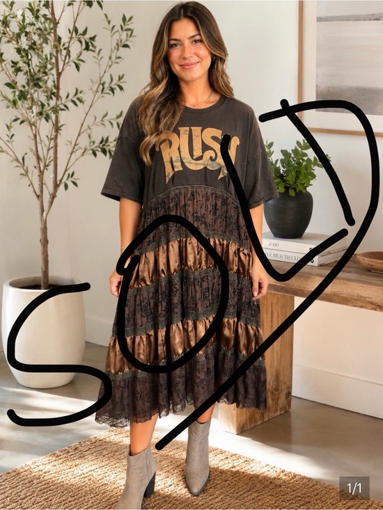 Dresses & Skirts - Upcycled RUSH tshirt dress
